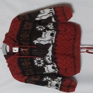 ALY MARKA Girls Alpaca Red, Black & White Hoodie Sweater. Size 6